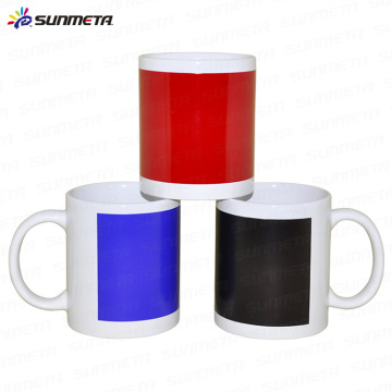 Sublimation white mug with patch color changing/Local color changing mug/Magic mug/Hot water color changing mug wholesale